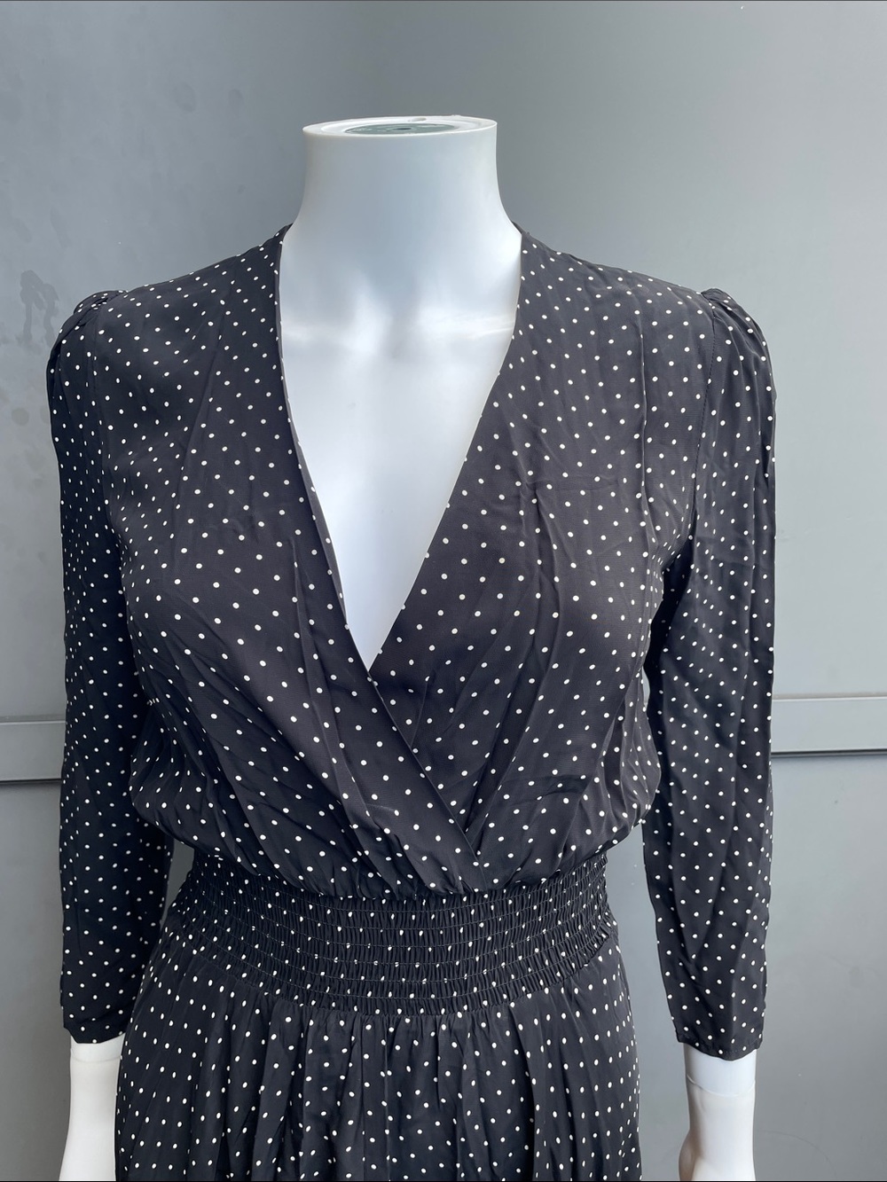MAJE Black Polka Dot Midi Dress Size 34 - Picture 4 of 13